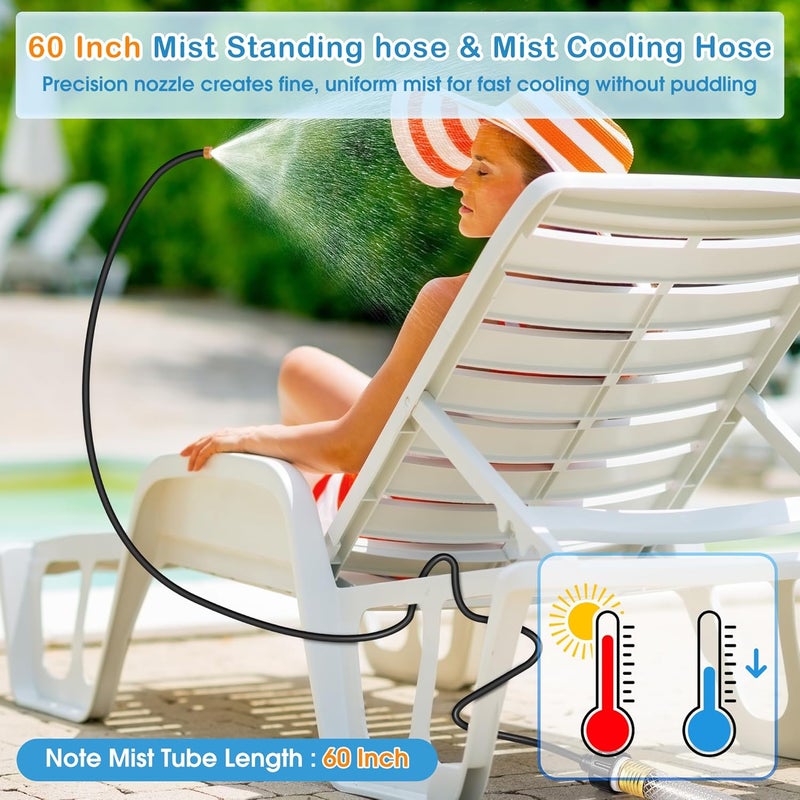 ElectricWise 2 Pack Misters for Outside Patio, 60 Inch Flexible Hose Mister Cooling Stand Portable Water Misting for Cooling Outdoor, Mist System for Garden, Backyard, Bird Bath, Chicken Coop Water Mist Playing - Image 3